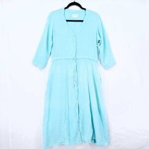 Honorine Georgia Dress Size Small Cotton Gauze Button Front Pocket Elastic Waist